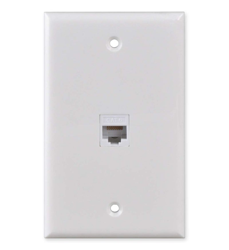 HTTX Ethernet Wall Plate, HTTX White 1-Port CAT6 Wall Plate with Removable F/F RJ45 Punch Down Keystone Jack Inserts [2-Pack] - Image 1